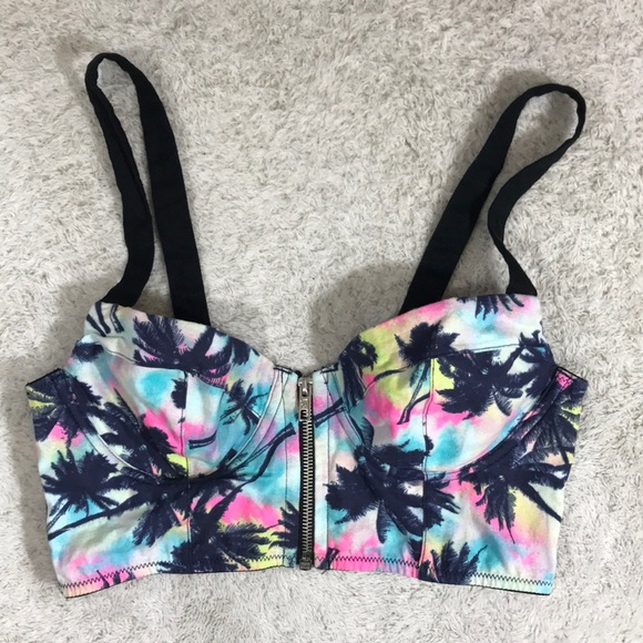PINK Victoria's Secret Tops - NWT Tropical Print w Zipper & Strappy Back Bustier